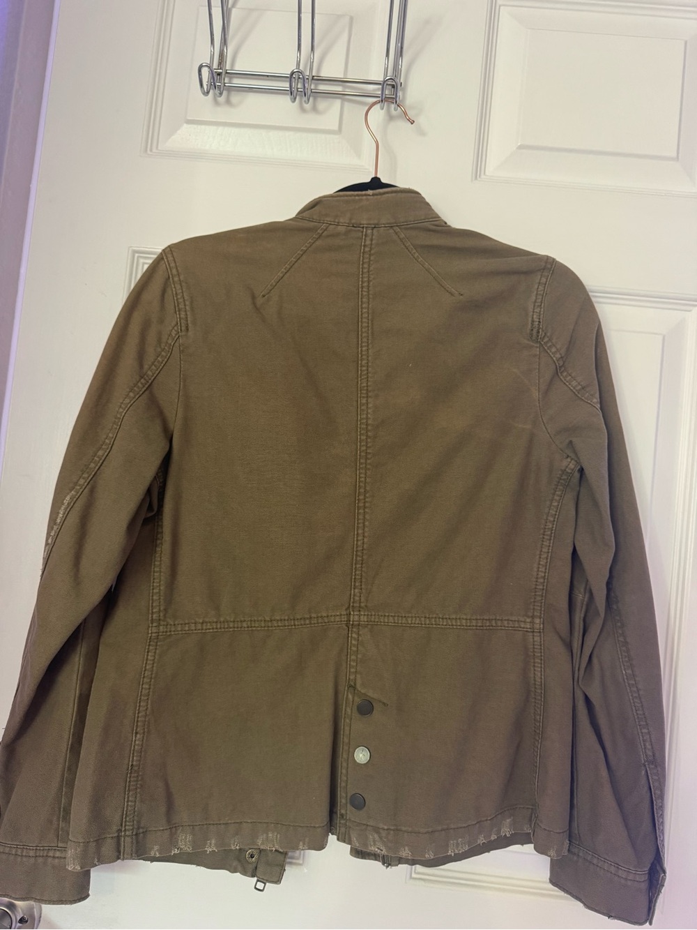 Free People Olive Military Field Jacket with Flap Pockets - Picture 4 of 5
